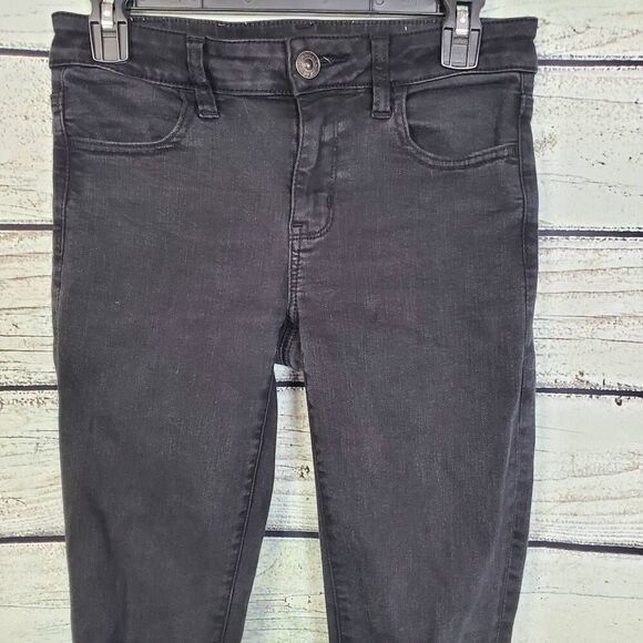 American Eagle Women’s Next Level Stretch Jeggings Size 4 Black High-Rise Skinny - Picture 3 of 8